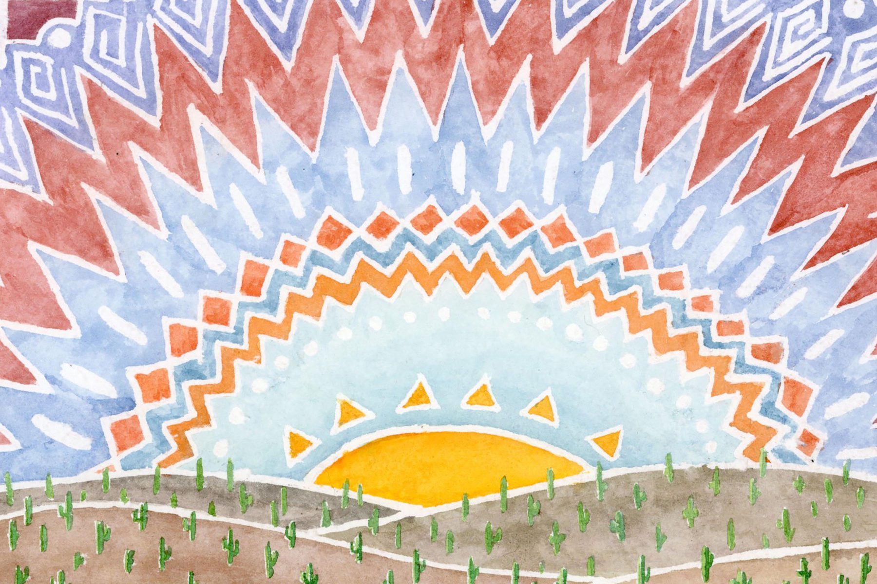 Painting of a Sunset over the Desert