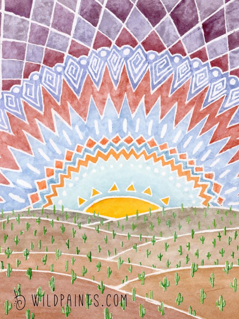 Painting of a Sunset over the Desert