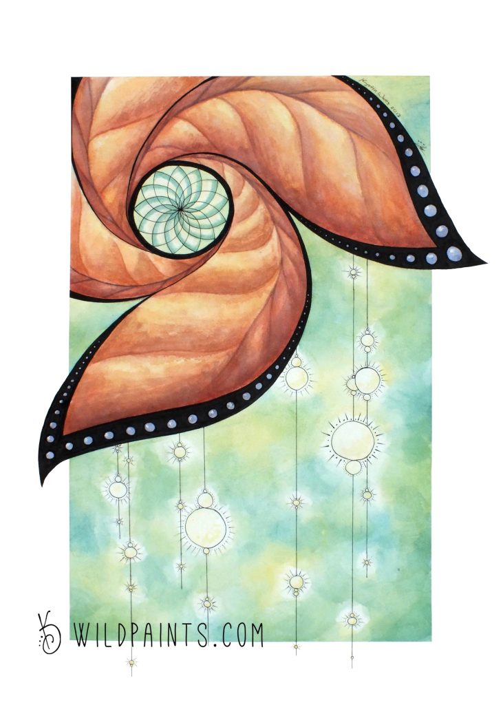 Floral watercolor and Ink painting