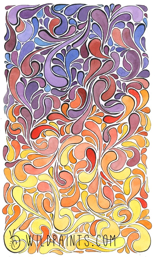 Watercolor and Ink painting of swirls and whorls